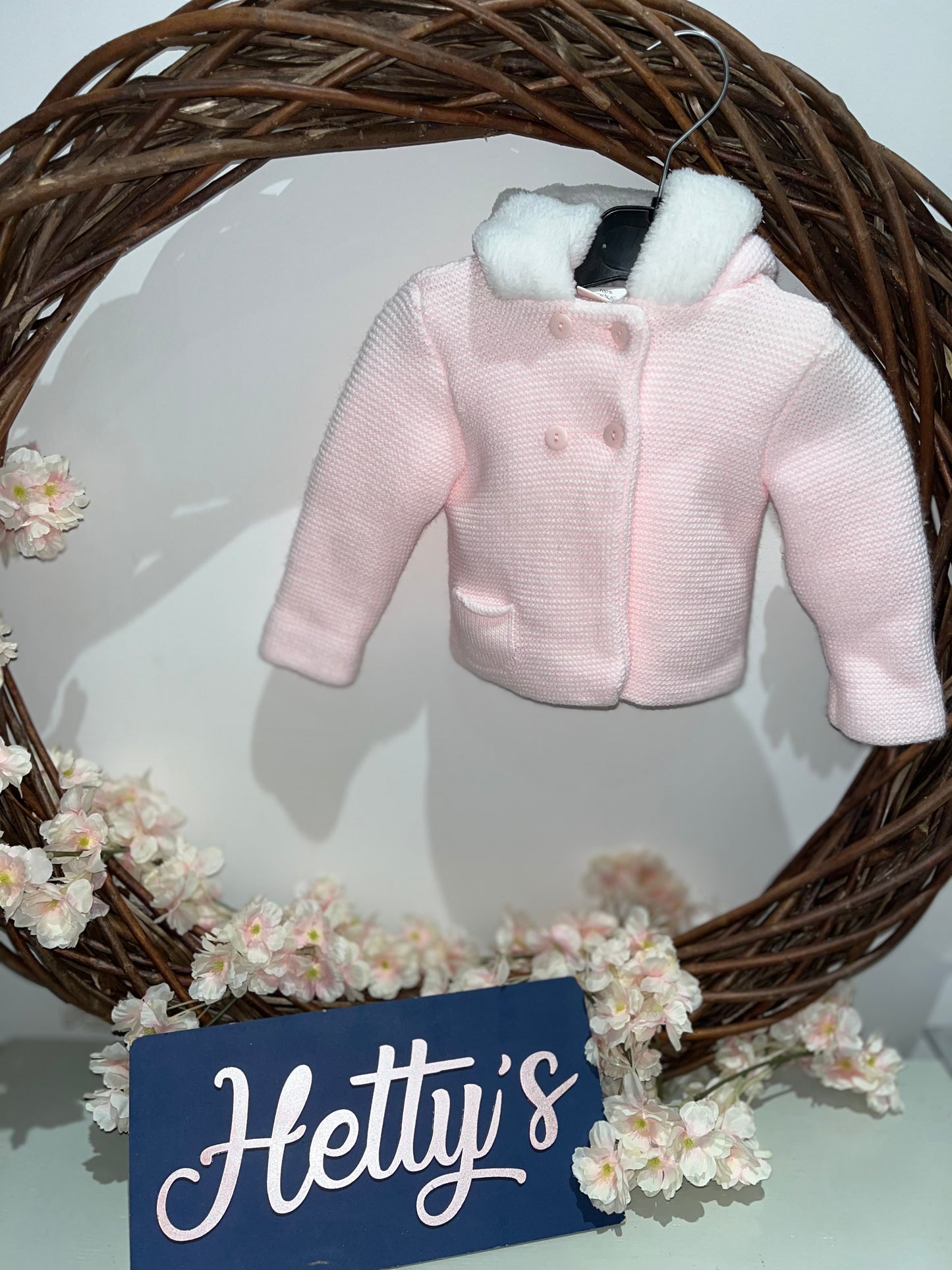 Pink Knitted Pram Jacket