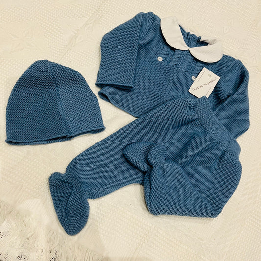 (Copy) Royal Blue Peter Pan Collar Knitted 3PC Set