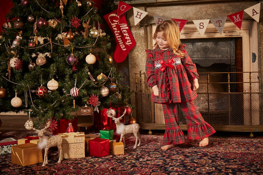 Caramelo Tartan Smock Girl Pyjama Set