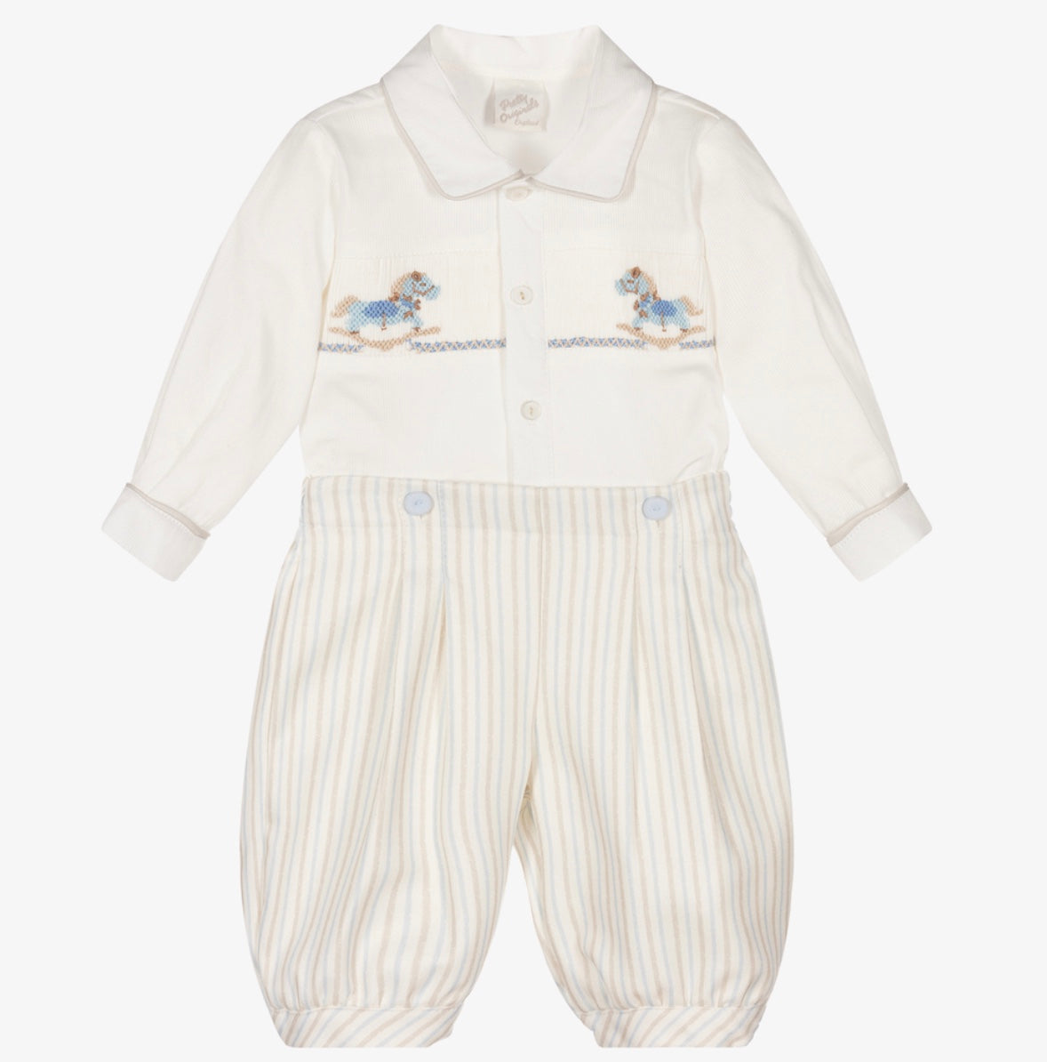 Pretty Originals Rocking Horse Shirt & Striped Shorts Set