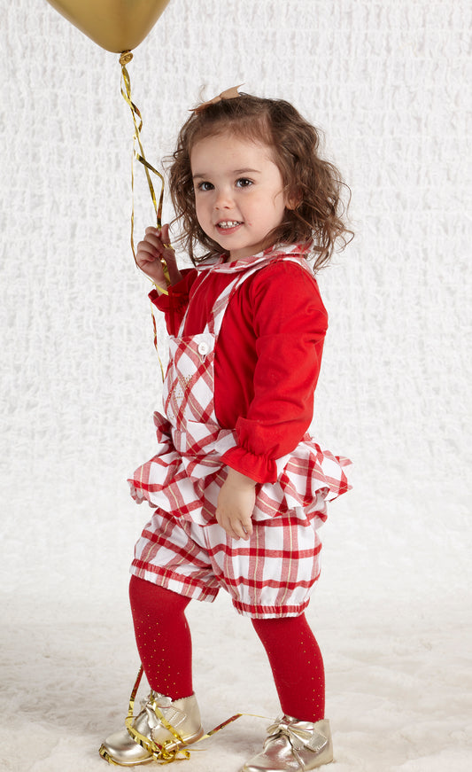 Little A Betty Red Check Dungaree