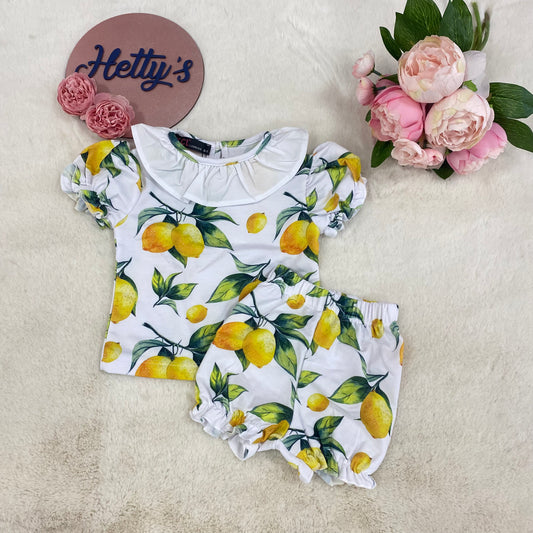 Lemon Frill Collar Blouse & Bloomer Set