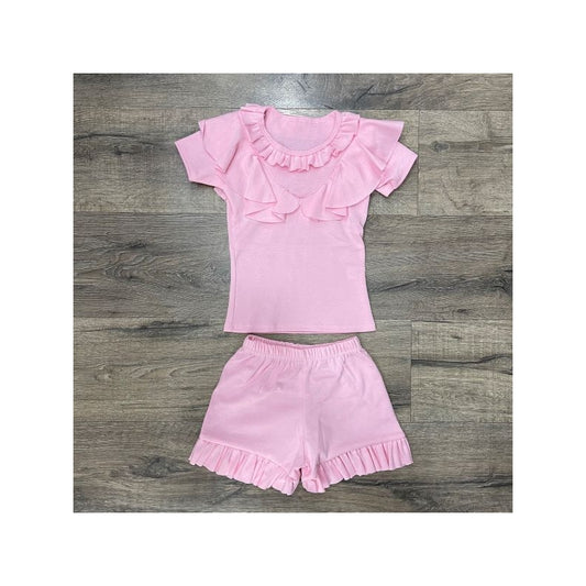 Ruffle girls two piece short set