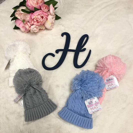 Cable Knit Single Pom Hats