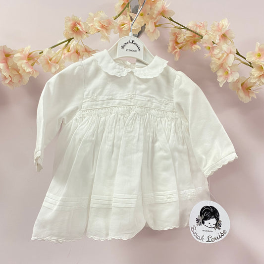 Sarah Louise White Smock Dress With Bonnet