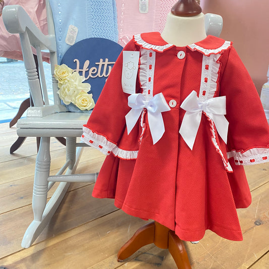 6M 24M 36M ONLY ** Wee Mee Luxury Red & White Winter Coat