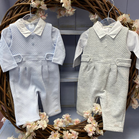 Blues Baby Diamond Grey Dungaree Set