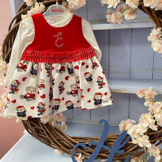 Ebita Red Teddies Dress & Top Set