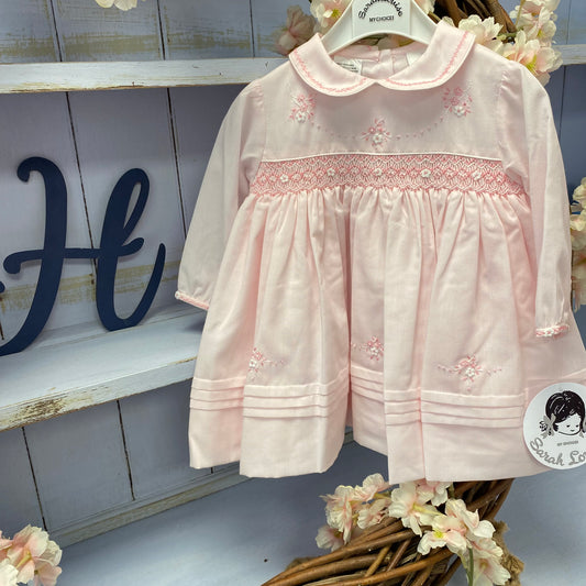 Sarah Louise Pink Classic Smock Collared Dress