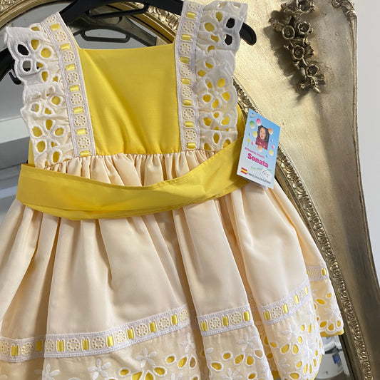 ** 4Yr ** Sonata Spanish Puff Ball Lemon Dress