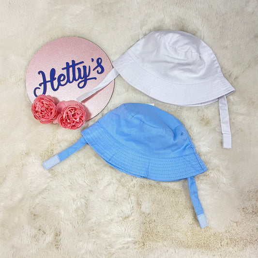 White or blue boys sun bucket hat