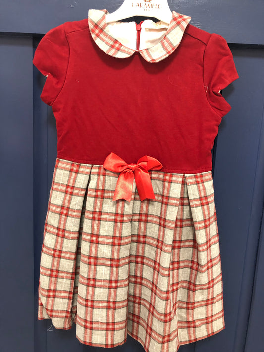 *5/6Y only* Caramelo Red and Grey Check Dress